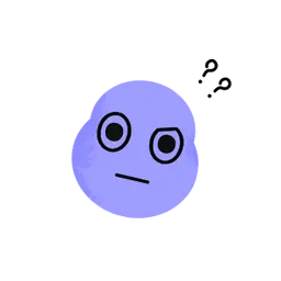 personnage violet avec un air étonné, avec des interrogations