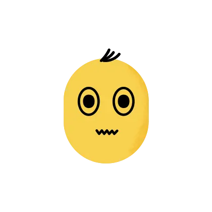 personnage jaune de forme ovale avec un air silencieux