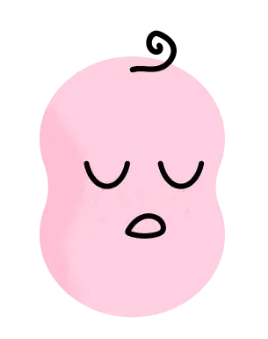 personnage rose de forme ovale avec les yeux fermés