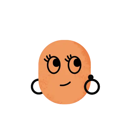 personnage orange souriant avec des boucles d'oreilles