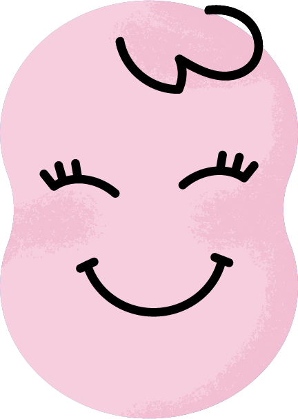 personnage rose souriant