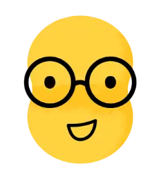 personnage jaune souraint avec des lunettes